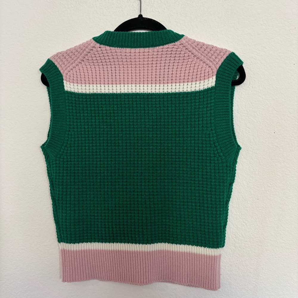 Marni Uniqlo V-Neck Sweater Vest Green Pink - Picture 5 of 6